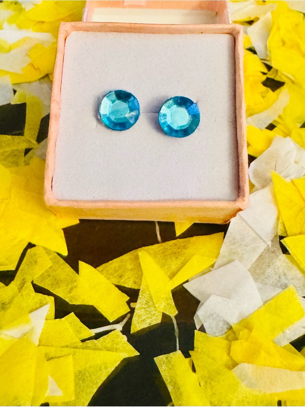 Aqua Blue Crystal Stud Earrings for Women